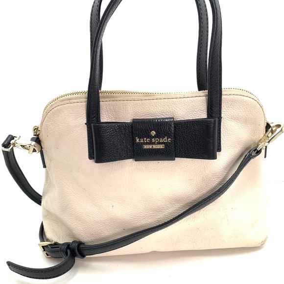 kate spade Handbags - KATE SPADE Ivory Black Leather Handbag Purse Tote